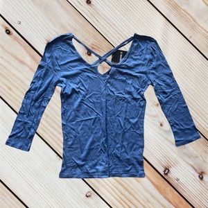 NWT Forever 21 Blue 3/4 Sleeve Top